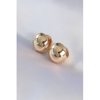 Pirinç Gold Renk İçi Boş Minimal Topçuk Küpe