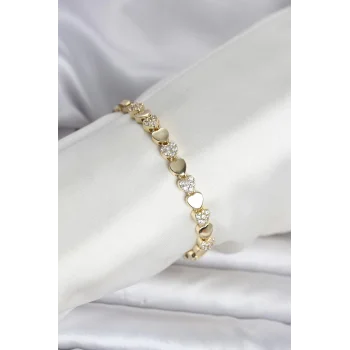 Pirinç Gold Renk Kalpli Model Kadın Bileklik