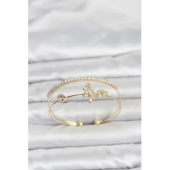 Pirinç Gold Renk Kelebek Model Kadın Bileklik