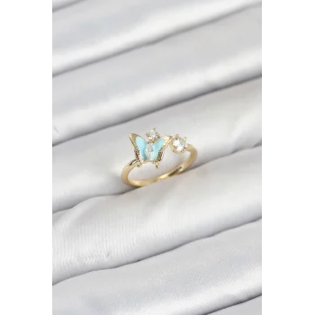 Pirinç Gold Renk Kelebek Model Kadın Yüzük