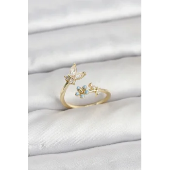 Pirinç Gold Renk Kelebek Model Kadın Yüzük