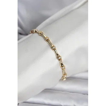 Pirinç Gold Renk Kemik Model Kadın Bileklik