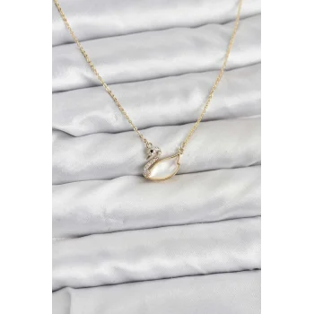 Pirinç Gold Renk Kuğu Model Kadın Kolye