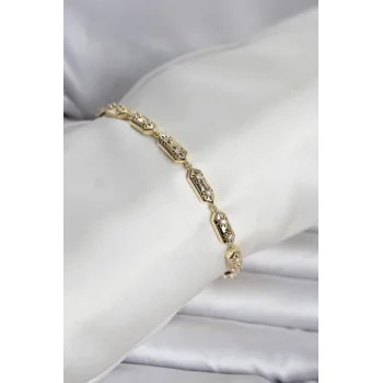 Pirinç Gold Renk Kutup Yıldızı İşleme Kadın Bileklik