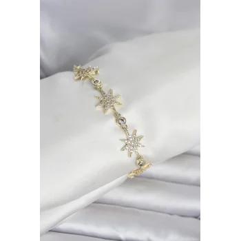 Pirinç Gold Renk Kutup Yıldızı Model Kadın Bileklik