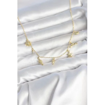 Pirinç Gold Renk Minimal Deniz Konsept Kadın Kolye