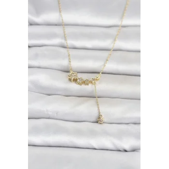 Pirinç Gold Renk Minimal Sallantılı Yıldız Model Kadın Kolye