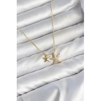 Pirinç Gold Renk Minimal Yıldız Model Kadın Kolye