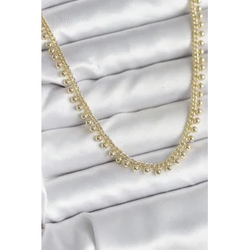 Pirinç Gold Renk Sıralı Topçuk Model Kadın Kolye