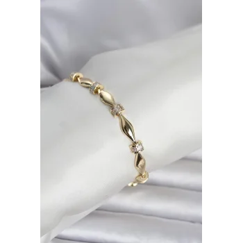 Pirinç Gold Renk Sütun Model Kadın Bileklik