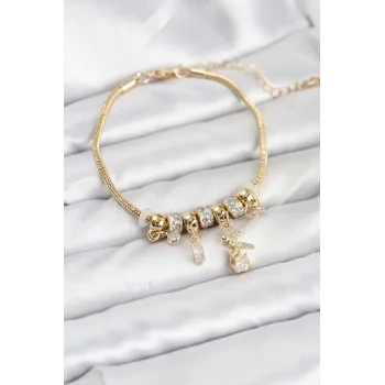 Pirinç Gold Renk Tinkerbell Charmlı Kadın Bileklik