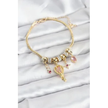 Pirinç Gold Renk Uçan Balon Charmlı Kadın Bileklik