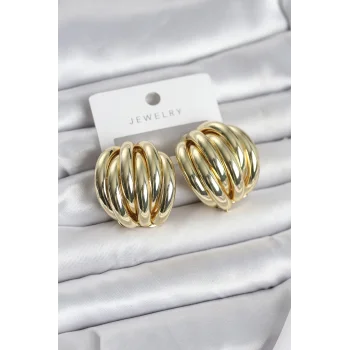 Pirinç Gold Renk Vintage Kadın Küpe