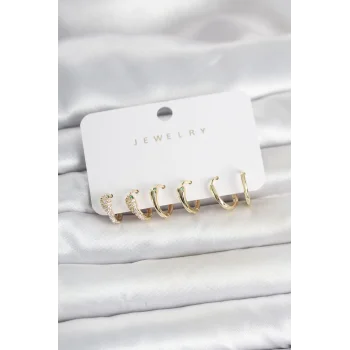 Pirinç Gold Renk Yılan Model Kadın Küpe Seti