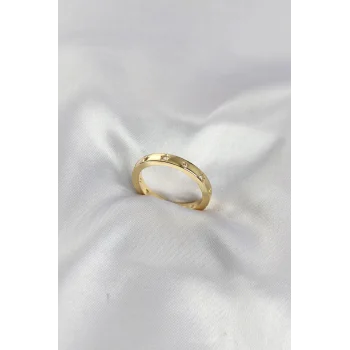 Pirinç Gold Renk Yıldız Detaylı Alyans Model Kadın Yüzük