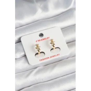 Pirinç Gold Renk Yıldız Kadın Küpe