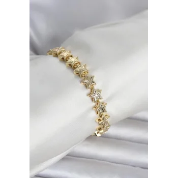 Pirinç Gold Renk Yıldız Model Kadın Bileklik