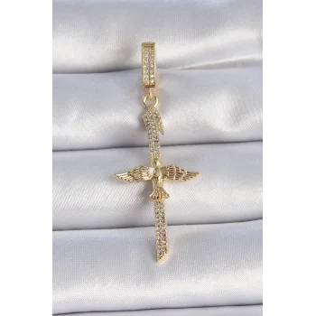 Pirinç Gold Renk Zirkon Taş Detaylı Elif Model Anka Kuşu Figür Ajda Charm