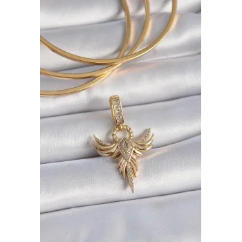 Pirinç Gold Renk Zirkon Taşlı Anka Kuşu Model Ajda Charm