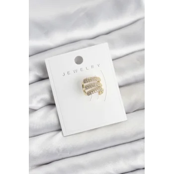 Pirinç Gold Renk Zirkon Taşlı Earcuff Kıkırdak Küpe
