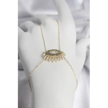 Pirinç Gold Renk Zirkon Taşlı Göz Model Kadın Şahmeran