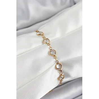 Pirinç Gold Renk Zirkon Taşlı Kadın Bileklik