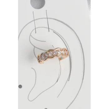 Pirinç Gold Renk Zirkon Taşlı Kadın Kıkırdak Küpe