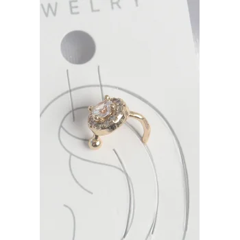 Pirinç Gold Renk Zirkon Taşlı Kadın Kıkırdak Küpe