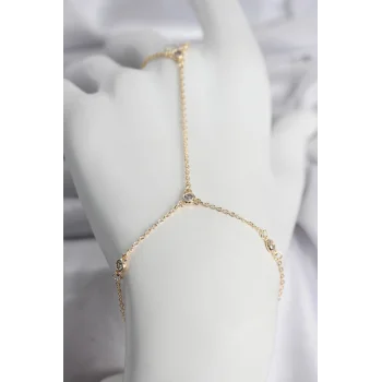 Pirinç Gold Renk Zirkon Taşlı Kadın Şahmeran