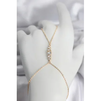 Pirinç Gold Renk Zirkon Taşlı Kadın Şahmeran