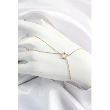 Pirinç Gold Renk Zirkon Taşlı Yıldız Model Şahmeran