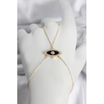 Pirinç Göz Model Gold Renk Zirkon Taşlı Kadın Şahmeran