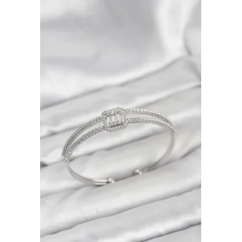 Pirinç Gümüş Renk Baget Model Kadın Bileklik