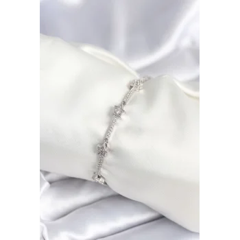 Pirinç Gümüş Renk Halley Yıldız Model Kadın Bileklik