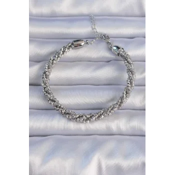 Pirinç Gümüş Renk Sarmal Model Bileklik