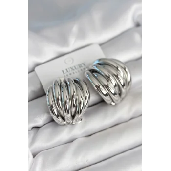 Pirinç Gümüş Renk Vintage Kadın Küpe