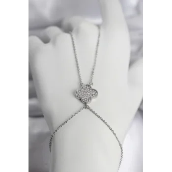 Pirinç Gümüş Renk Yonca Model Kadın Şahmeran