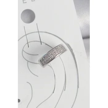 Pirinç Gümüş Renk Zirkon Taşlı Kıkırdak Model Kadın Küpe