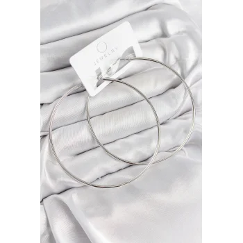 Pirinç Halka Model Gümüş Renk Kadın Küpe