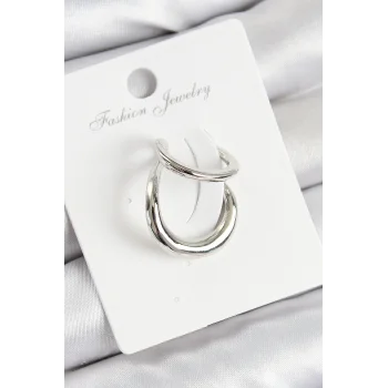 Pirinç Halka Model Gümüş Renk Sağ Kıkırdak Küpe