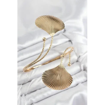 Pirinç İstiridye Model Gold Renk Kadın Pazu Bileklik