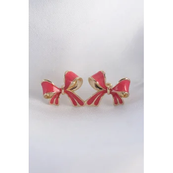 Pirinç Pembe Renk Fiyonk Küpe