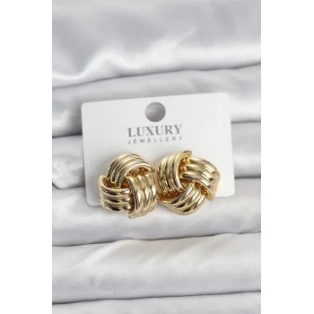 Pirinç Sarmal Gold Renk Kadın Küpe