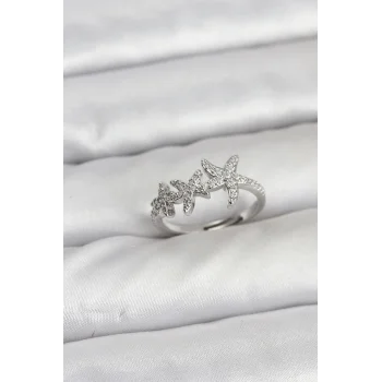 Pirinç Yıldız Model Gümüş Renk Kadın Yüzük