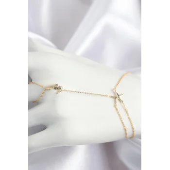 Pirinç Zirkon Taşlı Deniz Atı Ve Yıldız Model Gold Renk Şahmeran