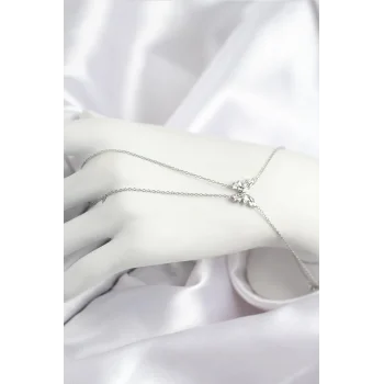 Pirinç Zirkon Taşlı Kelebek Model Gümüş Renk Şahmeran