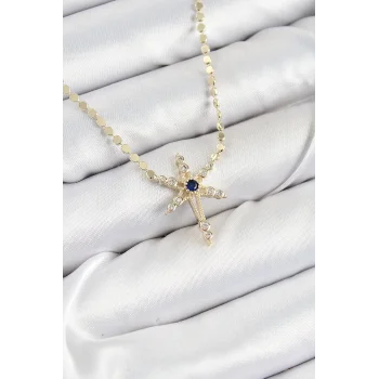 Pirinç Zirkon Taşlı Kutup Yıldızı Model Ezme Zincir Gold Renk Kadın Kolye