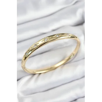 Pirinç Zirkon Taşlı Kutup Yıldızı Model Gold Renk Kadın Kelepçe