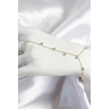 Pirinç Zirkon Taşlı Sallantılı Model Gold Renk Kadın Şahmeran