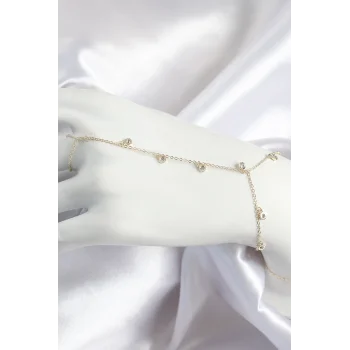 Pirinç Zirkon Taşlı Sallantılı Model Gold Renk Kadın Şahmeran